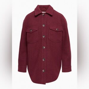 Wilfred Free The Ganna Burgundy Merino Wool Shirt Jacket XS Cozy Shacket